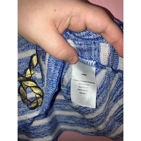 Stranded blue and white love rope striped tank top size large - Picture 4 of 6